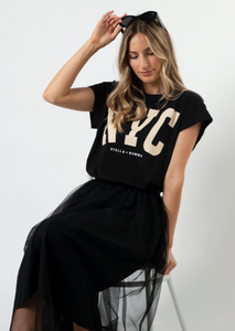 STELLA & GEMMA NYC Cuff Sleeve T-Shirt Black | Abbey Road Kaikoura