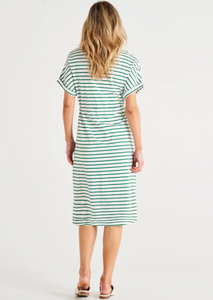 Betty Basics Liza Dress / Meadow Green Stripe |Abbey Road