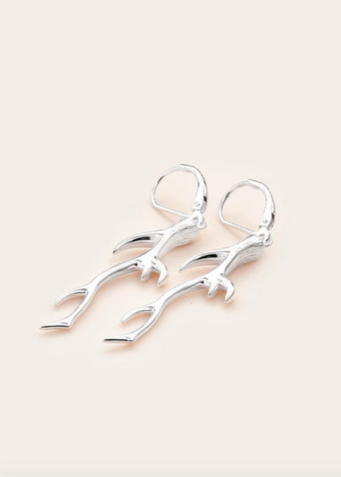 WHISTLE & POP | Hunter Gatherer Antler Earrings Silver | Abbey Road Kaikoura