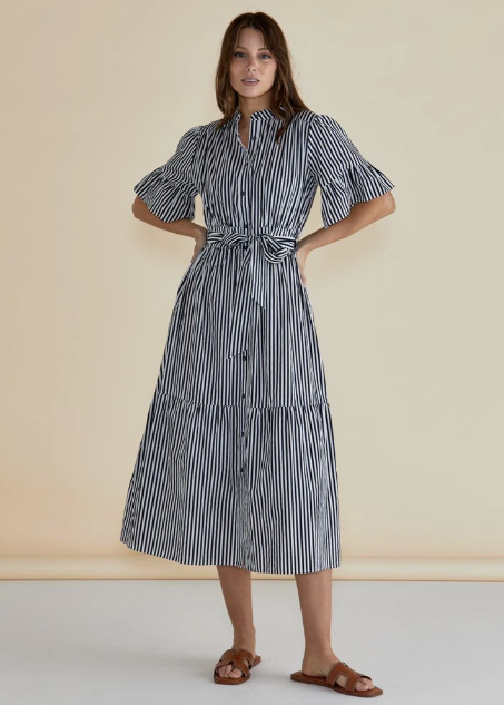 BETTY BASICS Jamilla Dress - Navy Stripe | Abbey Road Kaikoura