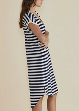Load image into Gallery viewer, Betty Basics\Jolene T Shirt Dress-Navy/Cream Stripe|Abbey Road