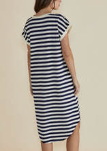 Load image into Gallery viewer, Betty Basics\Jolene T Shirt Dress-Navy/Cream Stripe|Abbey Road