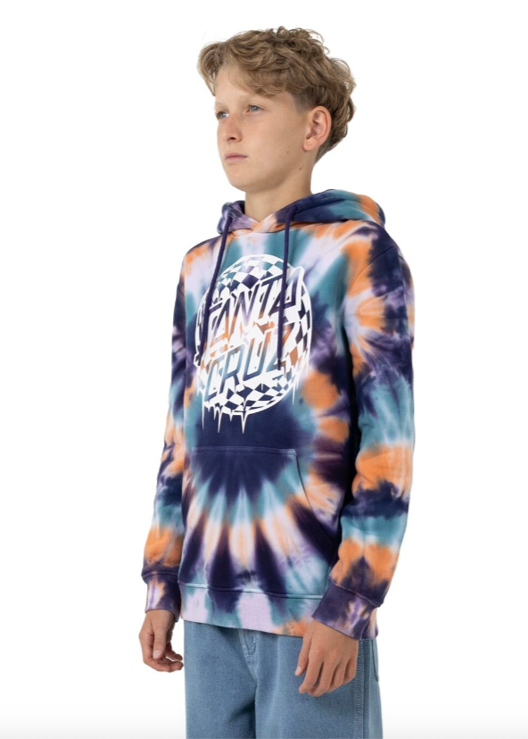 SANTA CRUZ |Check Waste Dot Mono Front Hoodie - Navy Tie Dye | Abbey Road Kaikoura
