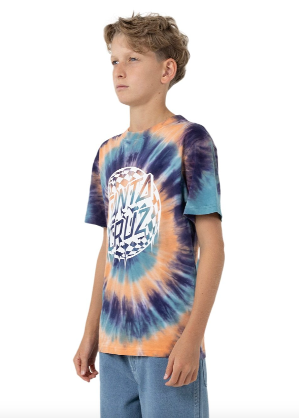 SANTA CRUZ | Check Waste Dot Mono Front SS Tee - Navy Tie Dye | Abbey Road Kaikoura