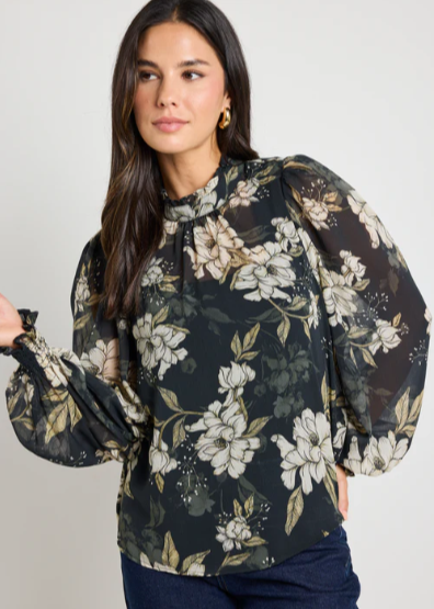 BY ROSA. | Poet Top Black Floral | Abbey Road Kaikoura