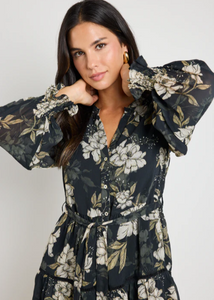 BY ROSA. | Script Dress Black Floral | Abbey Road Kaikoura