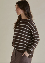 Load image into Gallery viewer, Betty Basics\Natasha Knit Top /Brown stripe|Abbey Road