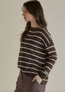 Betty Basics\Natasha Knit Top /Brown stripe|Abbey Road