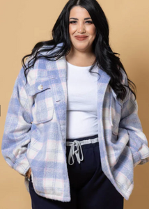 CHARLO | Holly Shacket - Blue Check| Abbey Road Kaikoura