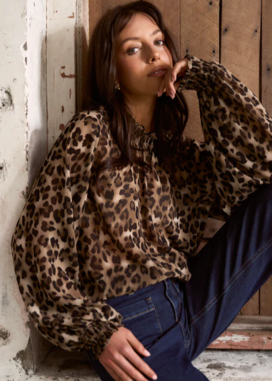AMONG THE BRAVE | Embrace Leopard Georgette High Neck Top | Abbey Road Kaikoura