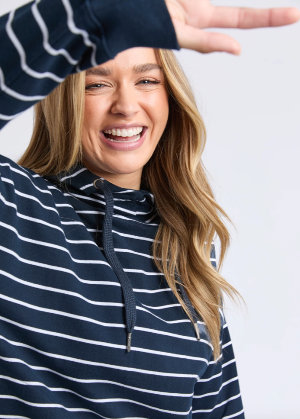 ELM | Lounger Scoop Hoodie - Navy Stripe | Abbey Road Kaikoura
