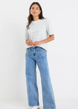 Load image into Gallery viewer, RE:UNION label | Binding Tee - Khaki Stripe | Abbey Road Kaikoura