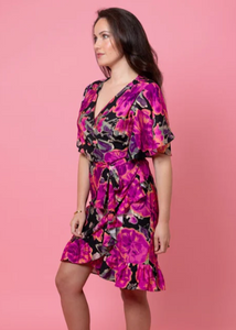CHARLO | Ariel Wrap Dress - Black Floral | Abbey Road Kaikoura