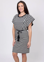 Load image into Gallery viewer, CHARLO | Bianca Stripe Dress - Black Cream | Abbey Road Kaikoura