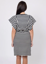Load image into Gallery viewer, CHARLO | Bianca Stripe Dress - Black Cream | Abbey Road Kaikoura