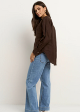 Load image into Gallery viewer, RE:UNION label | Optimum Chocolate Linen Oversized Shirt | Abbey Road Kaikoura