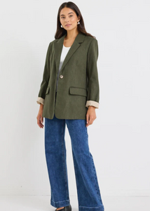 IVY & JACK | Dock Ramie Rolled Sleeve Blazer - Khaki | Abbey Road Kaikoura