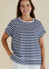 Load image into Gallery viewer, Shirley Short Sleeve Tee Navy Stripe | Abbey Road Kaikoura