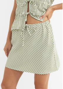 Cove Stripe Bias Cut  Mini Skirt - Aloe | Abbey Road Kaikoura