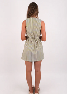 Cove Stripe Mini Dress - Aloe | Abbey Road Kaikoura