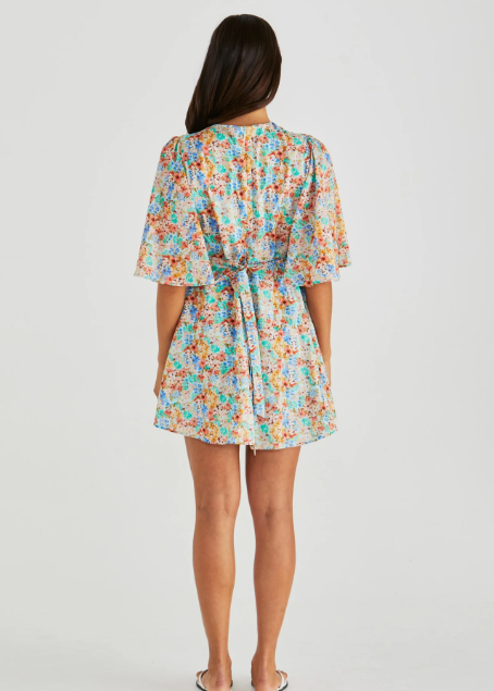 Panna Kimono Sleeve Dress - Blue Blossom | Abbey Road Kaikoura