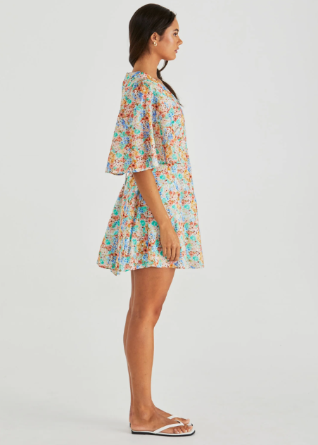 Panna Kimono Sleeve Dress - Blue Blossom | Abbey Road Kaikoura