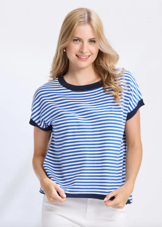 Laneway Top - Cobalt Stripe | Abbey Road Kaikoura