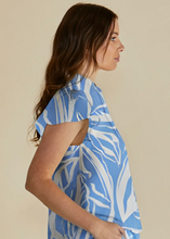 Load image into Gallery viewer, Lyra Blouse - Blue Abstract Print | Abbey Road Kaikoura