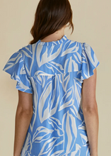 Load image into Gallery viewer, Lyra Blouse - Blue Abstract Print | Abbey Road Kaikoura