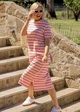 Load image into Gallery viewer, Bon Bon Dress Red &amp; Pink Stripe | Abbey Road Kaikoura