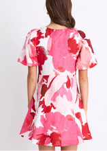Load image into Gallery viewer, Adelaide White Poppy Floral Puff Sleeve Panelled Mini Dress | Abbey Road Kaikoura