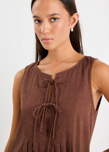 Load image into Gallery viewer, Omega Chocolate Sleeveless Pleated Mini Dress | Abbey Road Kaikoura