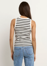 Load image into Gallery viewer, Cobble White Black Stripe Rib Cutaway Tank | Abbey Road Kaikoura