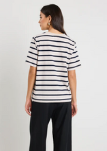 Load image into Gallery viewer, Binding Ecru Navy Stripe Boxy Fit Tee | Abbey Road Kaikoura