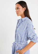 Load image into Gallery viewer, Forward Blue Stripe Cotton Midi Shirt Dress | Abbey Road Kaikoura