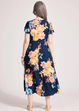 Load image into Gallery viewer, Parisio Button Midi Dress / Indigo Bloom | Abbey Road Kaikoura