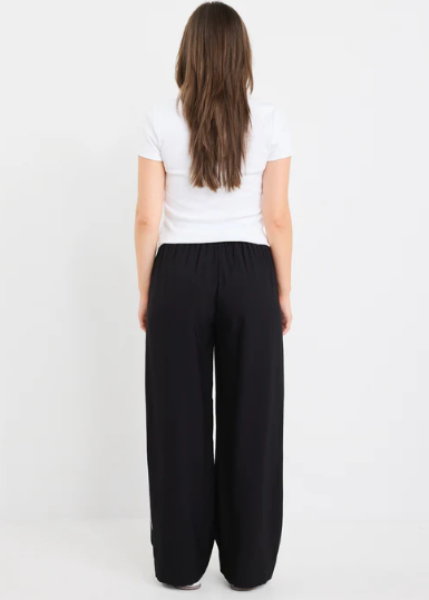 Townie Black Matte Petite Stripe Wide Leg Pant | Abbey Road Kaikoura