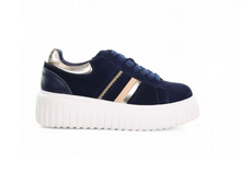 Load image into Gallery viewer, Flux - Navy Suede Leather Gold Stripes | Abbey Road Kaikoura