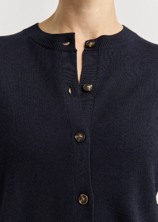 Fine Knit Cardigan French Navy | Abbey Road Kaikoura