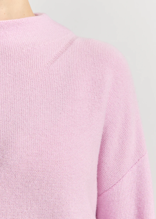 Drop Shoulder Mock Neck - Powder Pin | Abbey Road Kaikoura