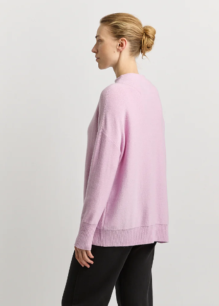 Drop Shoulder Mock Neck - Powder Pin | Abbey Road Kaikoura