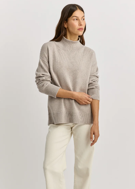 Split Neck Funnel Light Oat | Abbey Road Kaikoura