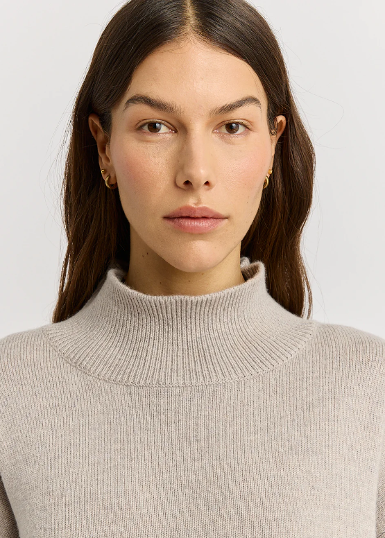 Split Neck Funnel Light Oat | Abbey Road Kaikoura