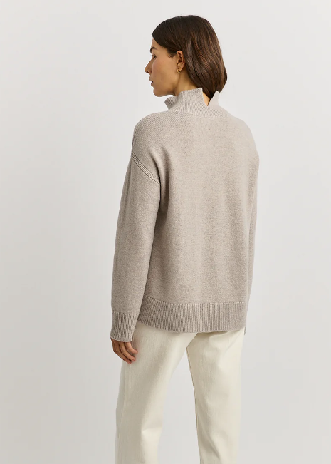 Split Neck Funnel Light Oat | Abbey Road Kaikoura