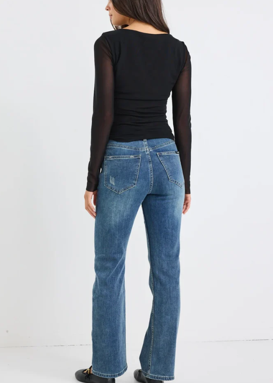 Farah Mid Blue High Rise Soft Flare Jean | Abbey Road Kaikoura