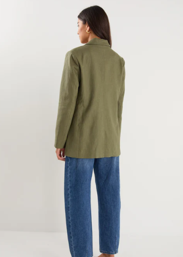 Dock Khaki Ramie Rolled Sleeve Blazer | Abbey Road Kaikoura