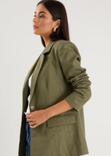 Load image into Gallery viewer, Dock Khaki Ramie Rolled Sleeve Blazer | Abbey Road Kaikoura