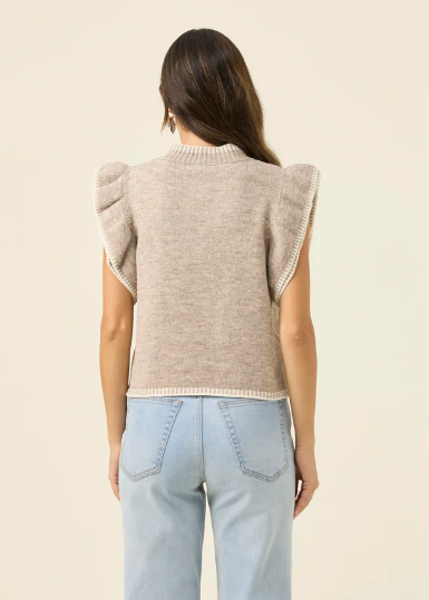 Athena Frill Knit Top Stone | Abbey Road Kaikoura