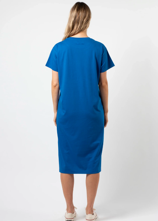 Maxie T-Shirt Dress Deep Blue Bowtiful | Abbey Road Kaikoura