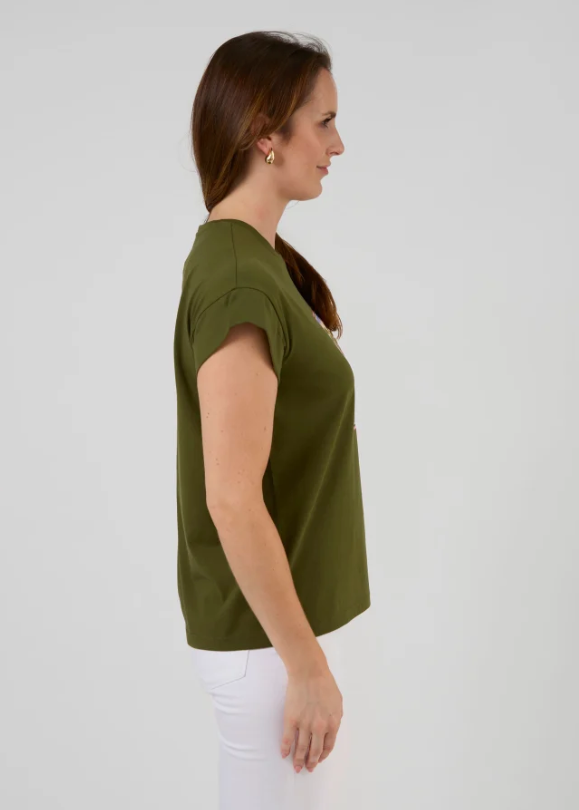Cuff Tee - Khaki Palm | Abbey Road Kaikoura